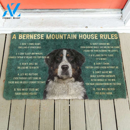 3D House Rules Bernese Mountain Dog Doormat | Welcome Mat | House Warming Gift