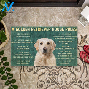 3D House Rules Golden Retriever Dog Doormat | Welcome Mat | House Warming Gift