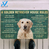 3D House Rules Golden Retriever Dog Doormat | Welcome Mat | House Warming Gift