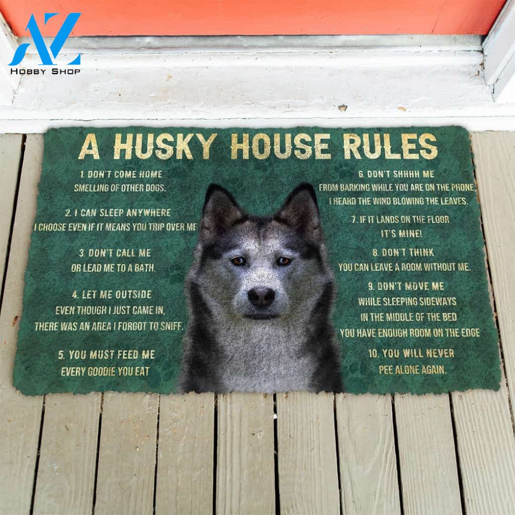 3D House Rules Husky Dog Doormat | Welcome Mat | House Warming Gift