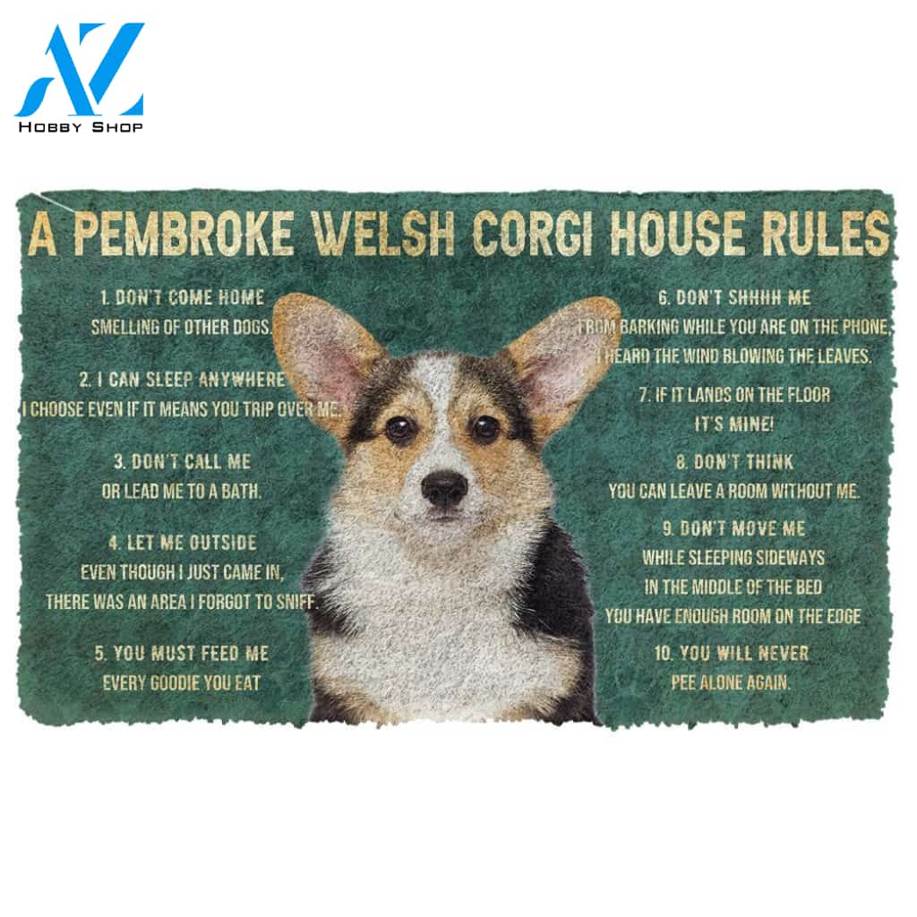 3D House Rules Pembroke Welsh Corgi Dog Doormat | Welcome Mat | House Warming Gift