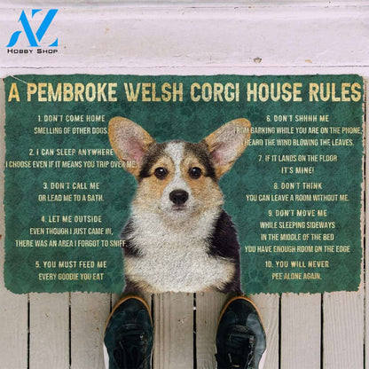 3D House Rules Pembroke Welsh Corgi Dog Doormat | Welcome Mat | House Warming Gift