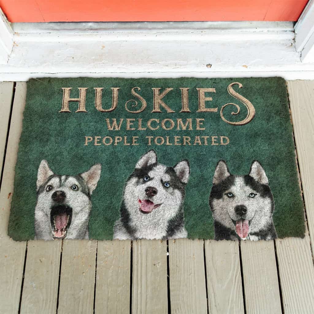 3D Huskies Welcome People Tolerated Doormat
