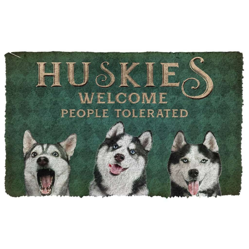 3D Huskies Welcome People Tolerated Doormat
