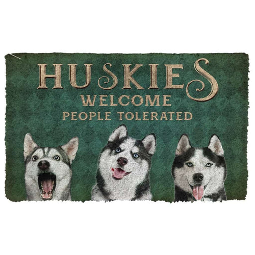 3D Huskies Welcome People Tolerated Doormat