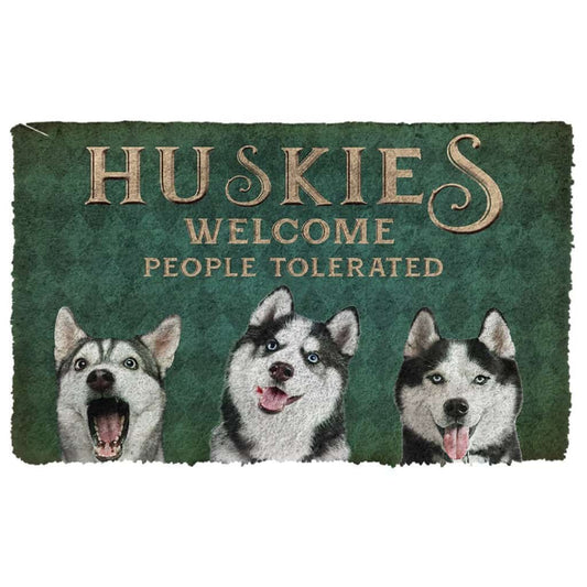 3D Huskies Welcome People Tolerated Doormat