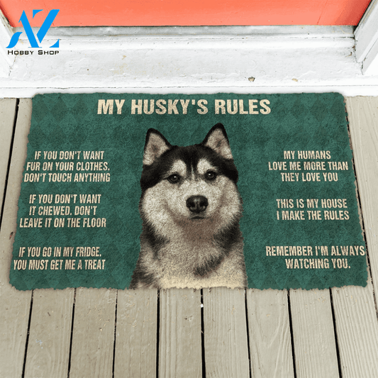 3D Husky'S Rules Doormat