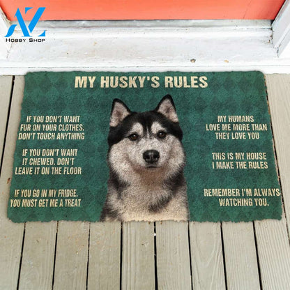 3D Husky'S Rules Doormat | Welcome Mat | House Warming Gift