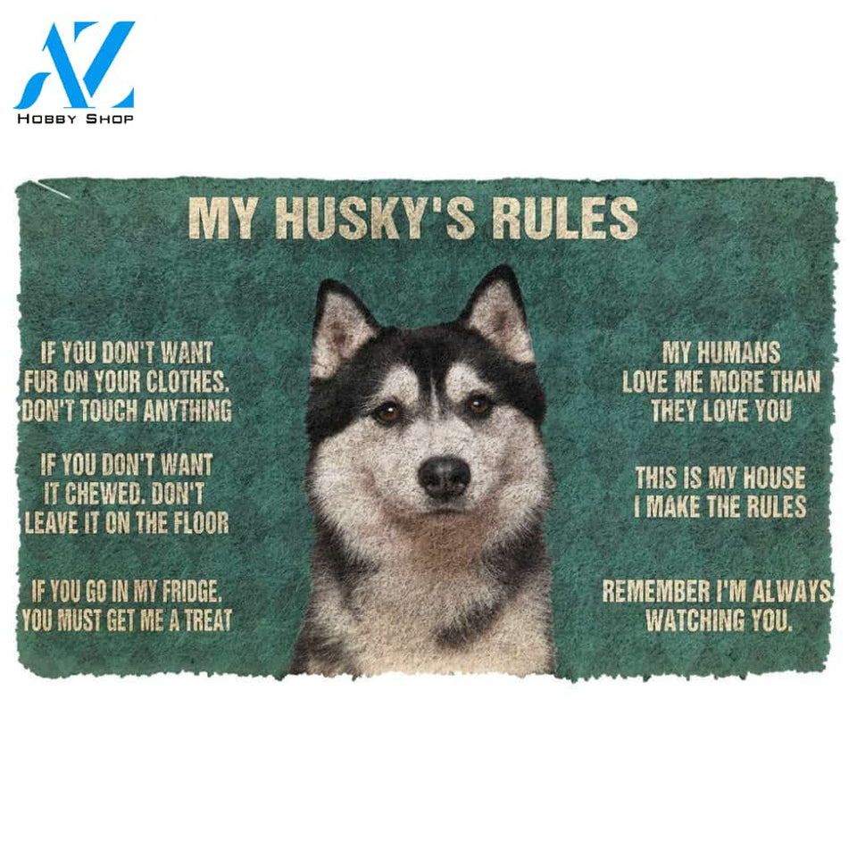 3D Husky'S Rules Doormat | Welcome Mat | House Warming Gift