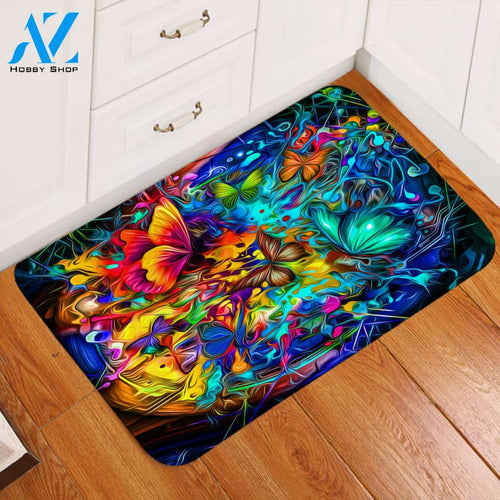 3D Hypnotic Butterflies Door Mat