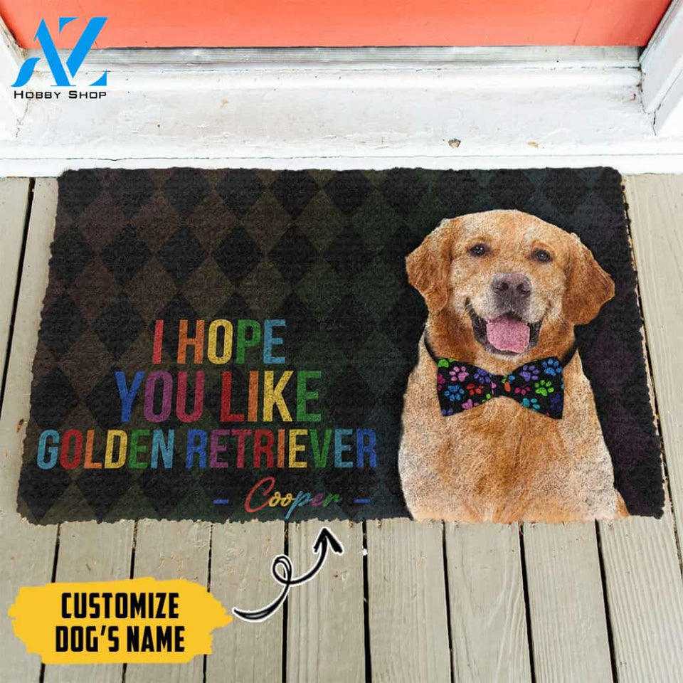 3D I Hope You Like Golden Retriever Custom Name Doormat | Welcome Mat | House Warming Gift