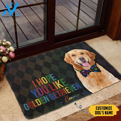 3D I Hope You Like Golden Retriever Custom Name Doormat | Welcome Mat | House Warming Gift