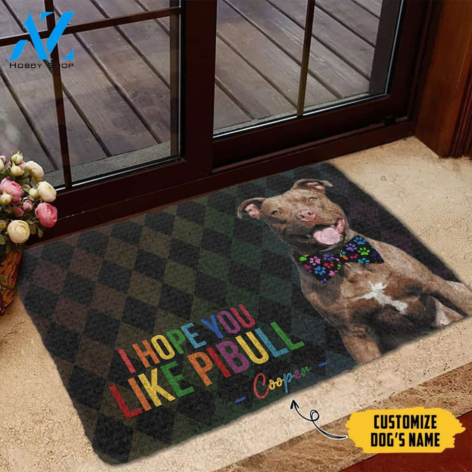 3D I Hope You Like Pitbull Custom Name Doormat | Welcome Mat | House Warming Gift