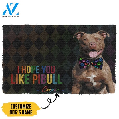 3D I Hope You Like Pitbull Custom Name Doormat | Welcome Mat | House Warming Gift