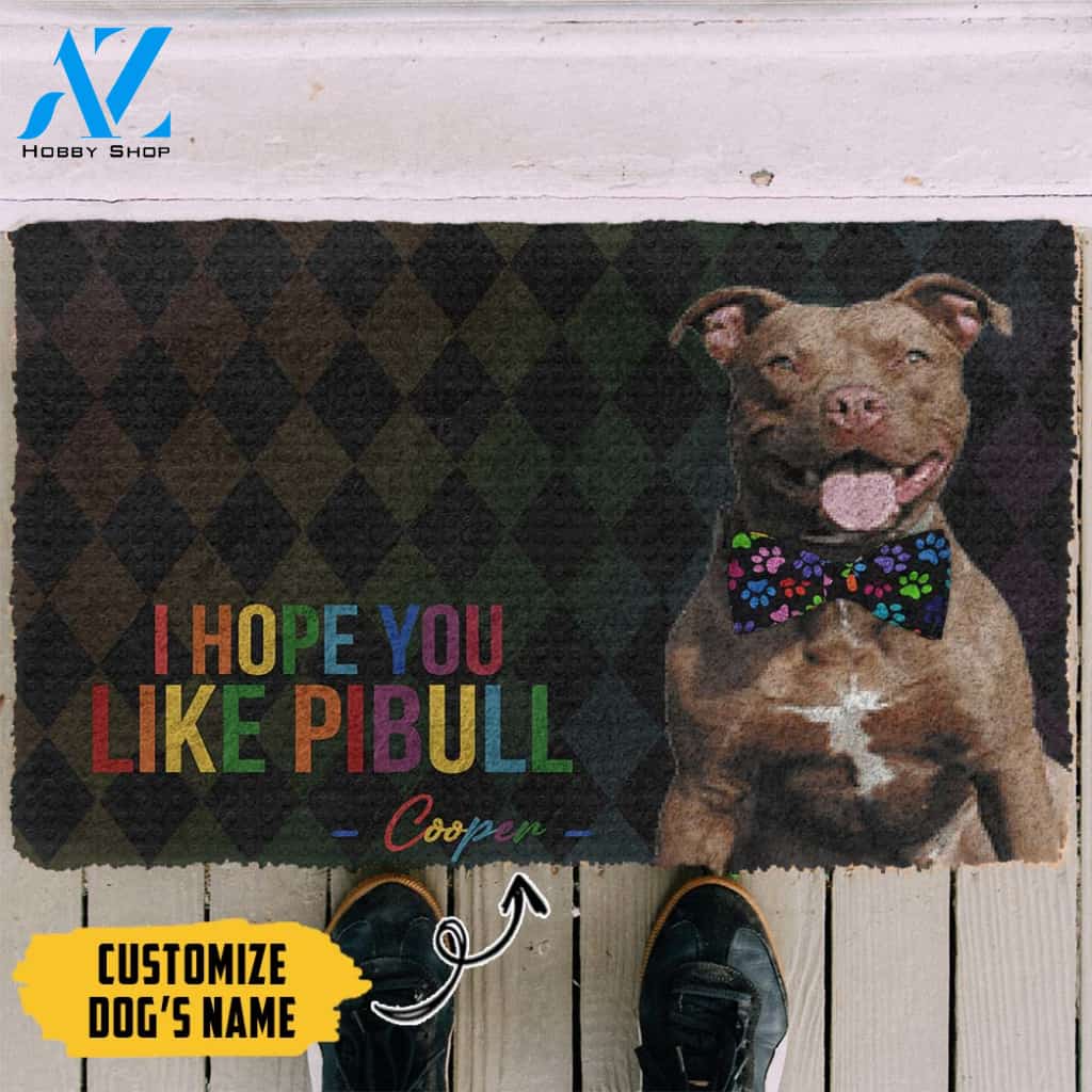 3D I Hope You Like Pitbull Custom Name Doormat | Welcome Mat | House Warming Gift