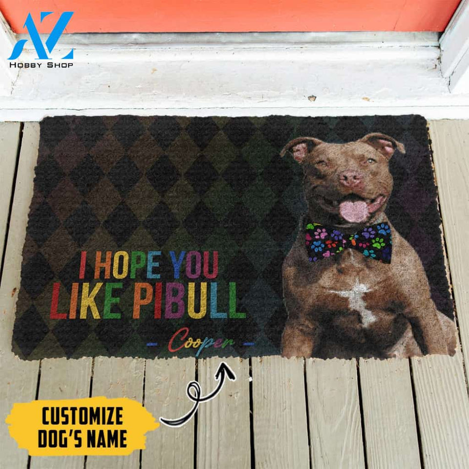 3D I Hope You Like Pitbull Custom Name Doormat | Welcome Mat | House Warming Gift
