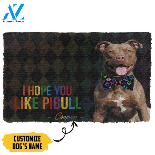 3D I Hope You Like Pitbull Custom Name Doormat | Welcome Mat | House Warming Gift