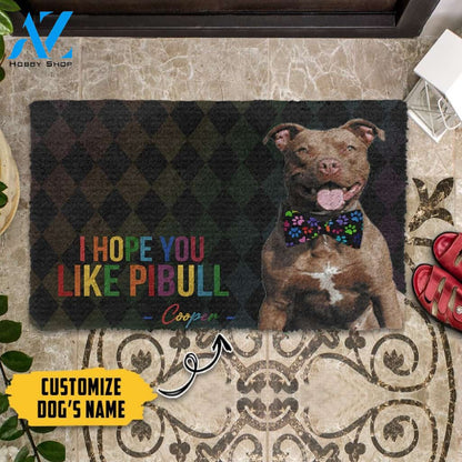 3D I Hope You Like Pitbull Custom Name Doormat | Welcome Mat | House Warming Gift