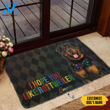 3D I Hope You Like Rottweiler Custom Name Doormat | Welcome Mat | House Warming Gift