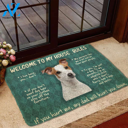 3D Jack Russell Terrier Welcome To My House Rules Custom Doormat | Welcome Mat | House Warming Gift