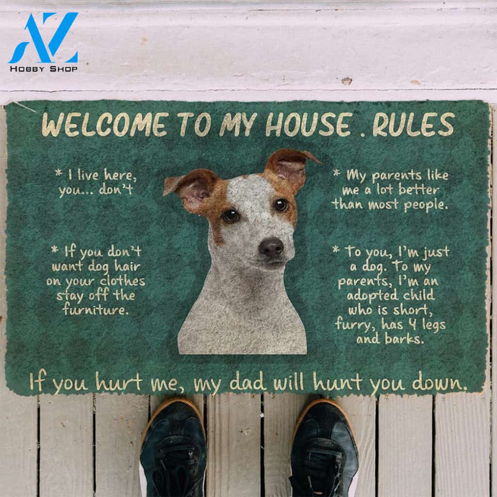 3D Jack Russell Terrier Welcome To My House Rules Custom Doormat | Welcome Mat | House Warming Gift