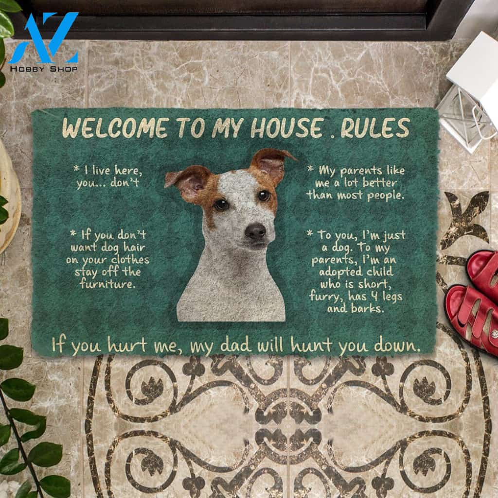 3D Jack Russell Terrier Welcome To My House Rules Custom Doormat | Welcome Mat | House Warming Gift