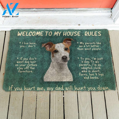3D Jack Russell Terrier Welcome To My House Rules Custom Doormat | Welcome Mat | House Warming Gift