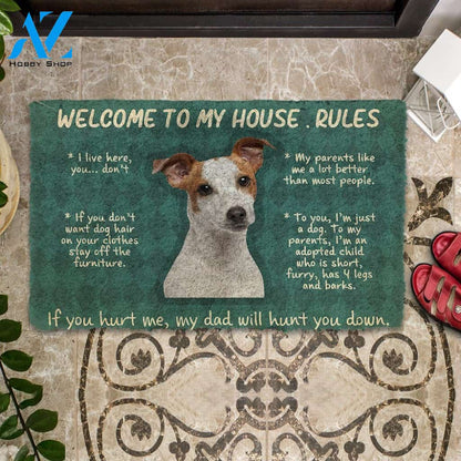 3D Jack Russell Terrier Welcome To My House Rules Custom Doormat | Welcome Mat | House Warming Gift
