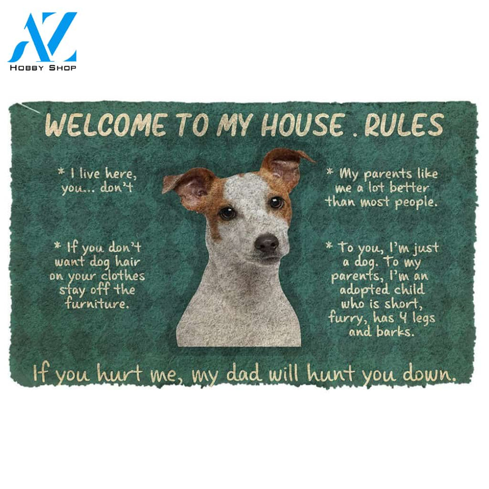 3D Jack Russell Terrier Welcome To My House Rules Custom Doormat | Welcome Mat | House Warming Gift