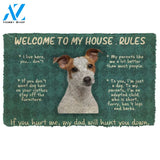 3D Jack Russell Terrier Welcome To My House Rules Custom Doormat | Welcome Mat | House Warming Gift