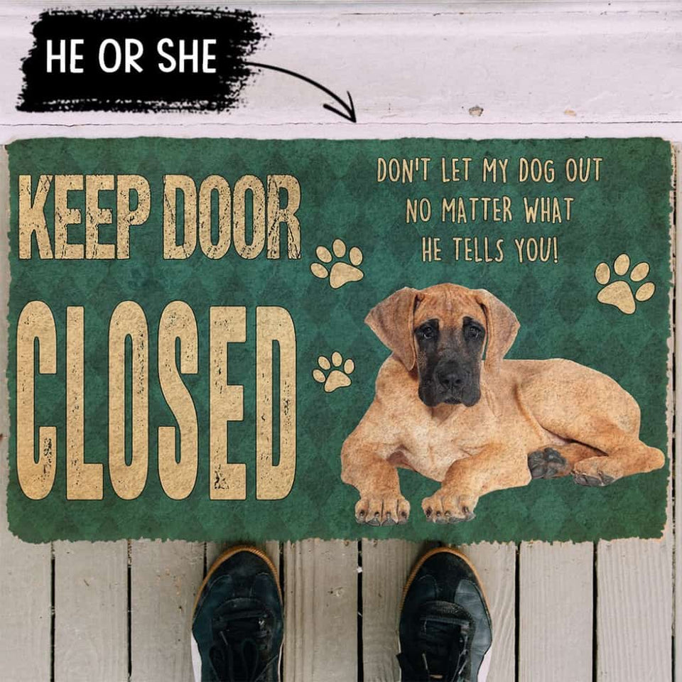3D Keep Door Closed Great Danes Dog Custom Gender Doormat
