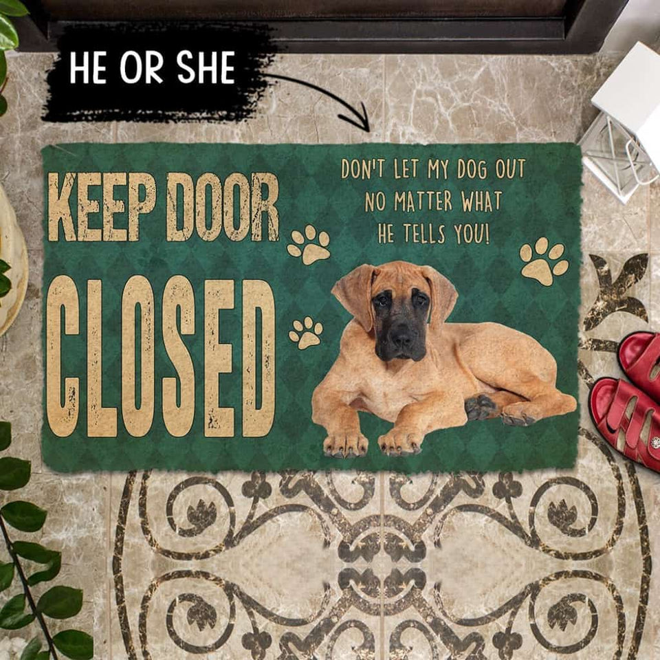 3D Keep Door Closed Great Danes Dog Custom Gender Doormat