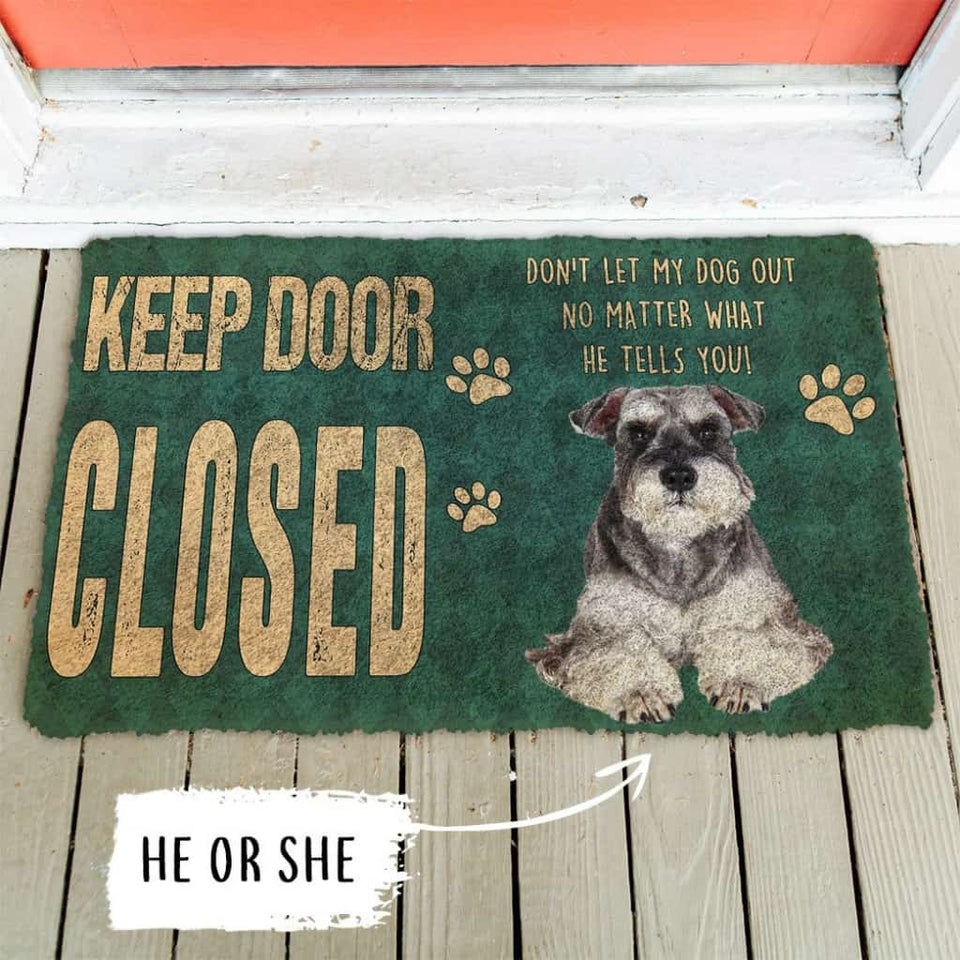 3D Keep Door Closed Miniature Schnauzers Dog Custom Gender Doormat