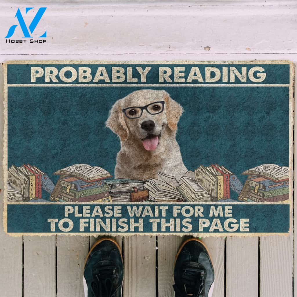 3D Labrador Retriever Probably Reading Please Wait Custom Doormat | Welcome Mat | House Warming Gift
