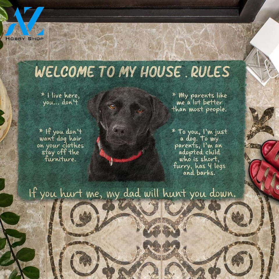 3D Labrador Retriever Welcome To My House Rules Custom Doormat | Welcome Mat | House Warming Gift