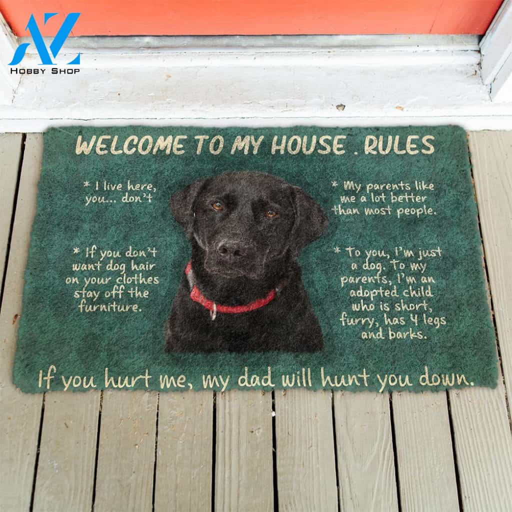 3D Labrador Retriever Welcome To My House Rules Custom Doormat | Welcome Mat | House Warming Gift