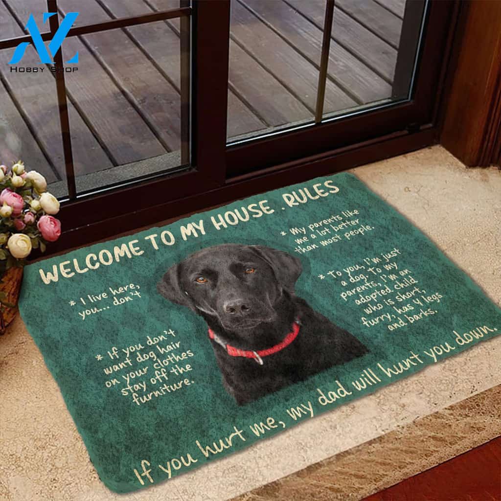 3D Labrador Retriever Welcome To My House Rules Custom Doormat | Welcome Mat | House Warming Gift