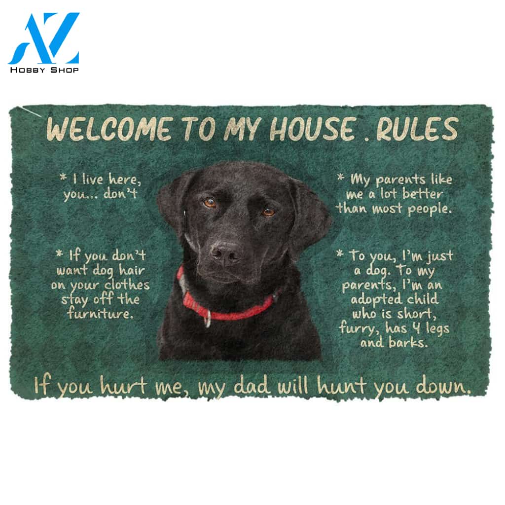 3D Labrador Retriever Welcome To My House Rules Custom Doormat | Welcome Mat | House Warming Gift
