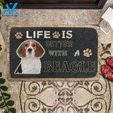 3D Life Is Better With A Beagle Custom Doormat | Welcome Mat | House Warming Gift
