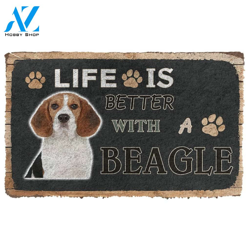 3D Life Is Better With A Beagle Custom Doormat | Welcome Mat | House Warming Gift