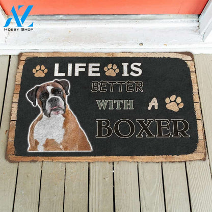 3D Life Is Better With A Boxer Custom Doormat | Welcome Mat | House Warming Gift