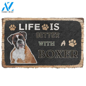 3D Life Is Better With A Boxer Custom Doormat | Welcome Mat | House Warming Gift