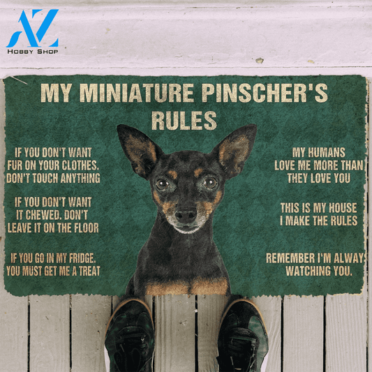 3D Miniature Pinscher's Rules Doormat