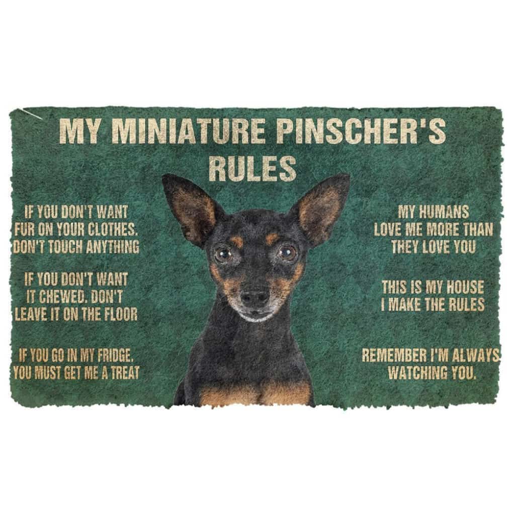3D Miniature Pinscher's Rules Doormat