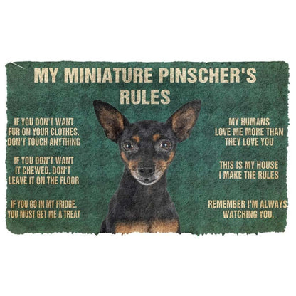 3D Miniature Pinscher's Rules Doormat