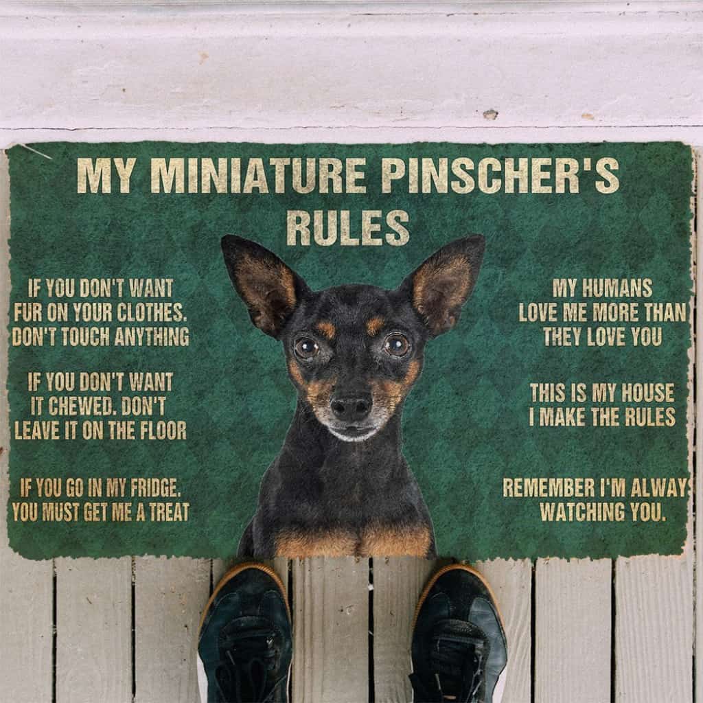 3D Miniature Pinscher's Rules Doormat
