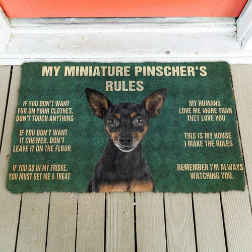 3D Miniature Pinscher's Rules Doormat