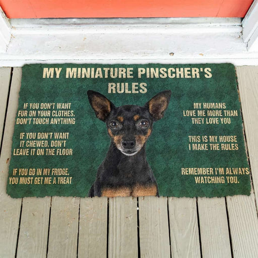 3D Miniature Pinscher's Rules Doormat