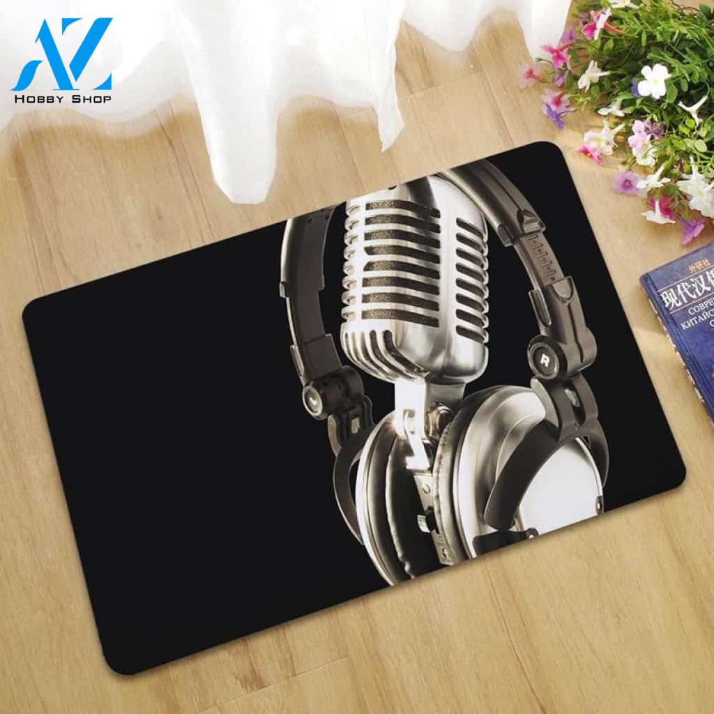 3D Music Microphone Doormat Indoor And Outdoor Doormat Warm House Gift Welcome Mat Birthday Gift for Music Lovers Piano Lover