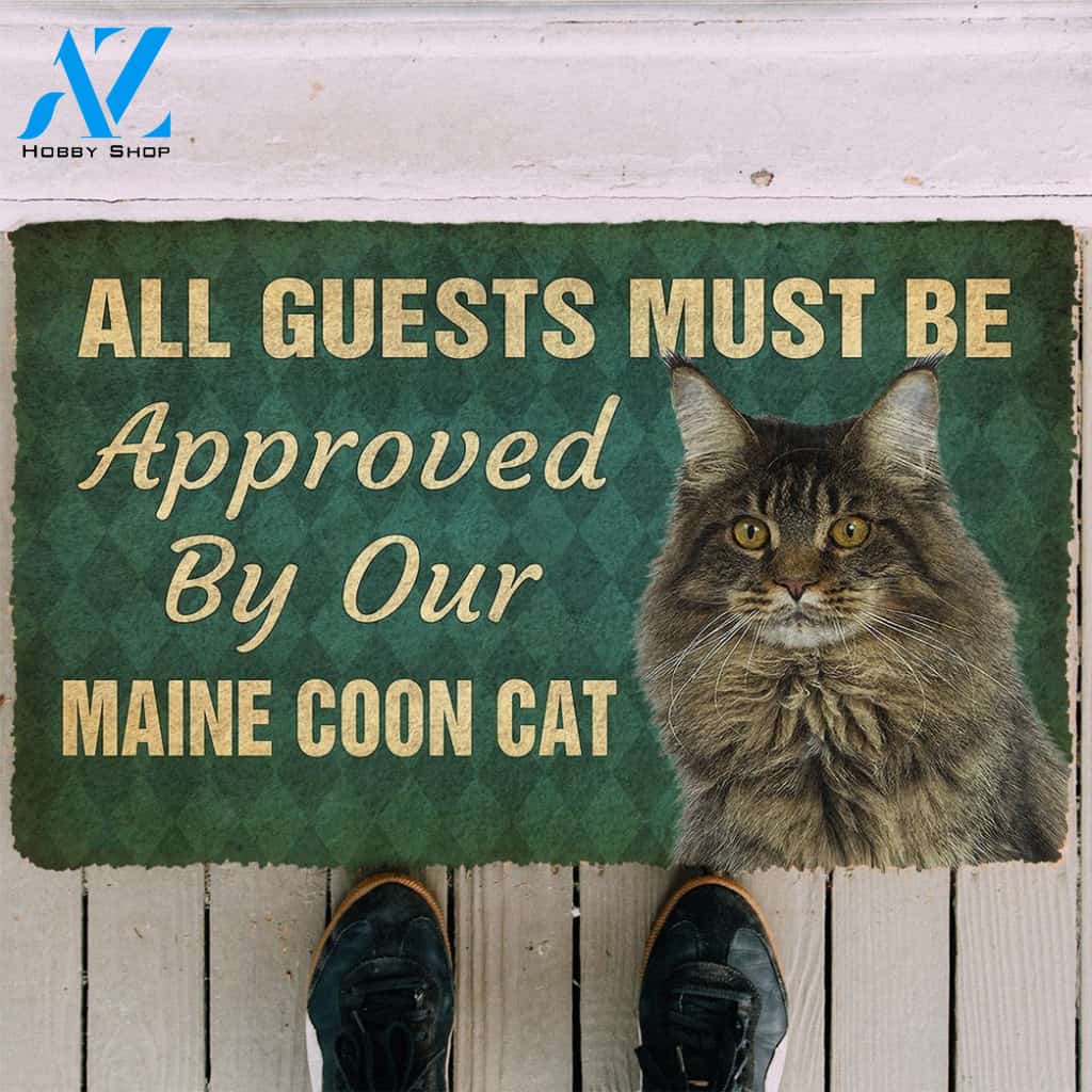 3D Must Be Approved By Our Maine Coon Cat Custom Doormat | Welcome Mat | House Warming Gift